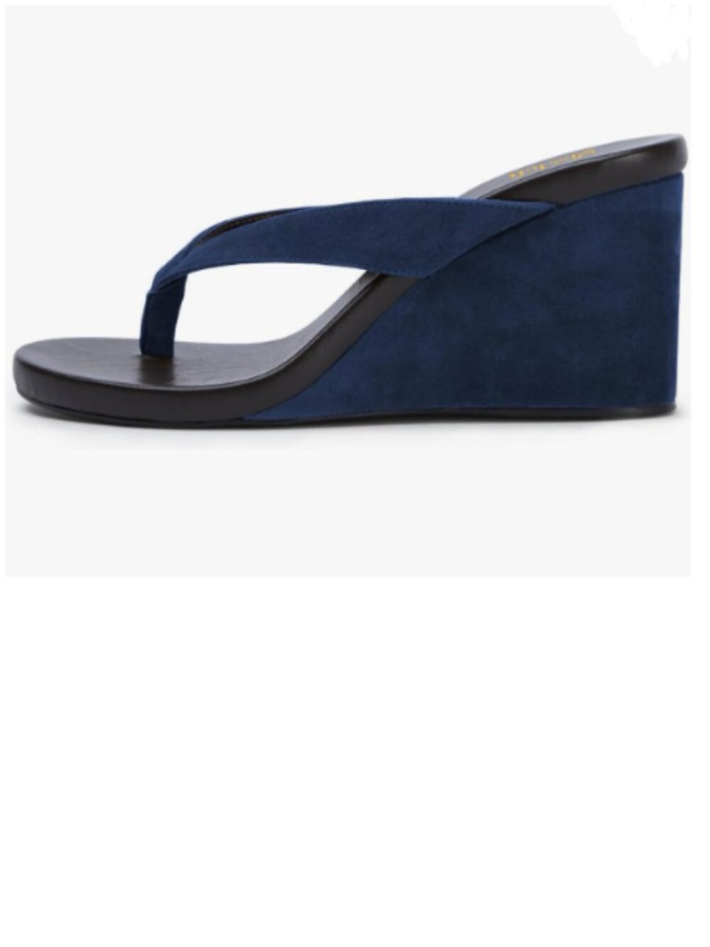 miss left Navy Open Toe Flip Flops Wedge High Heel Slip on Mule Daily Slippers